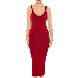 NWT Forever 21 Burgundy Dark Red Ribbed V-Neck Cami Dress Medium